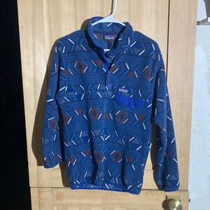 Patagonia Blue Geometric Fleece Pullover